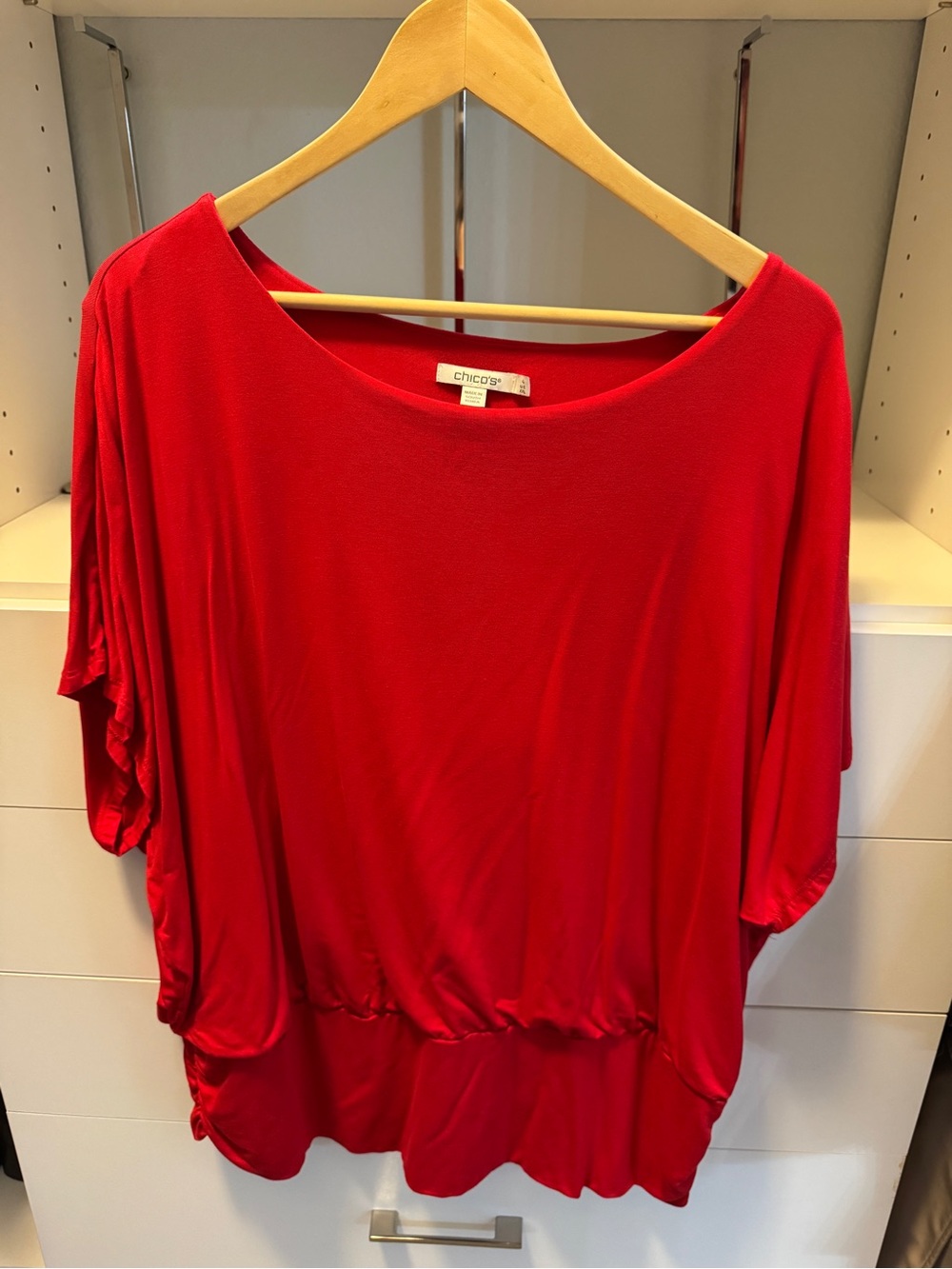 Chico's Bright Red Batwing Sleeve Tunic